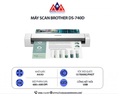 Máy scan Brother DS-740D – Thiết bị scan 2 mặt nhỏ gọn, hiệu quả cho doanh nghiệp và cá nhân