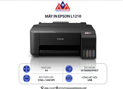 Máy in phun màu Epson EcoTank L1210 – In màu tiết kiệm mực, chất lượng cao cho gia đình & văn phòng