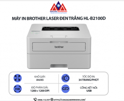 Máy in Brother HL-2100D – In laser trắng đen, in 2 mặt tự động, bền bỉ giá tốt