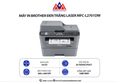 Mua máy in laser trắng đen Brother MFC-L2701DW tại Quận 1 – In đa chức năng, tiết kiệm chi phí