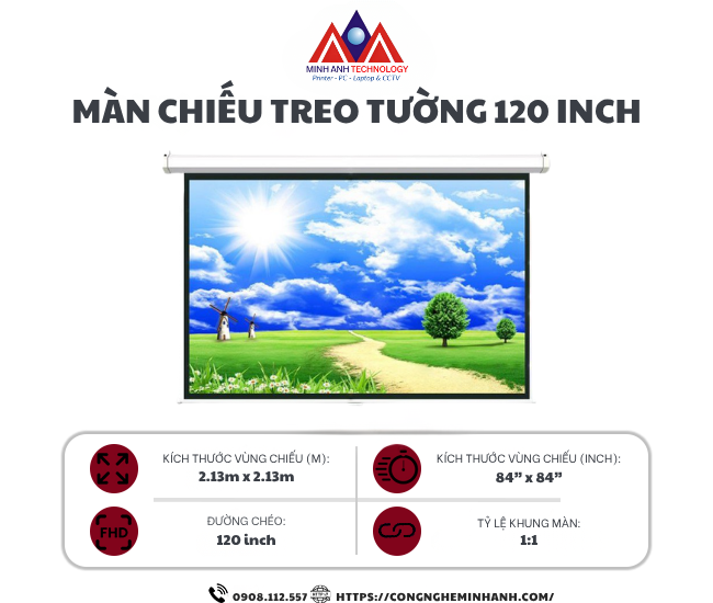 Màn chiếu treo tường 120”