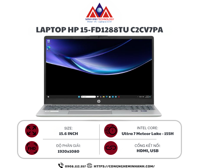 Laptop HP 15 fd1288TU - C2CV7PA (Ultra 7 155H/ 16GB/ 512GB/ Full HD/ Win11)