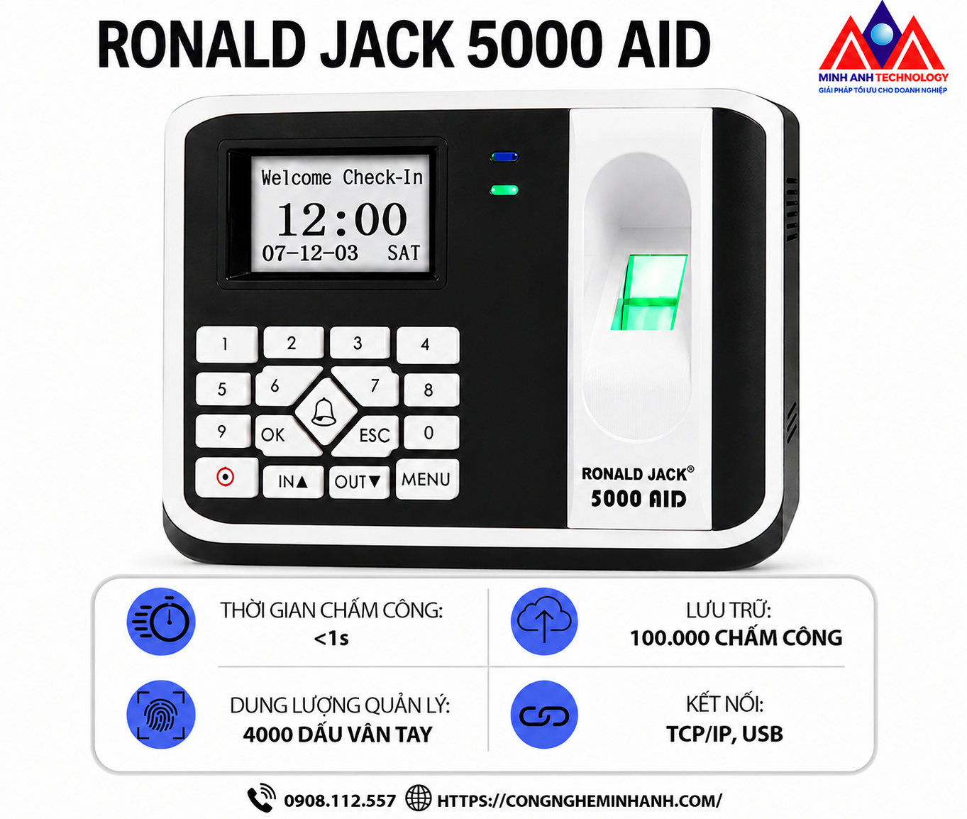 Máy chấm công vân tay RONALD JACK 5000AID