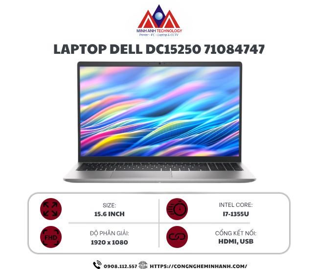 Laptop Dell 15 DC15250 71084747 (i7 1355U/ 16GB/ 512GB SSD/ 15.6 inch FHD/ 120Hz/ Win 11/ Office/ Silver/ 1Y)