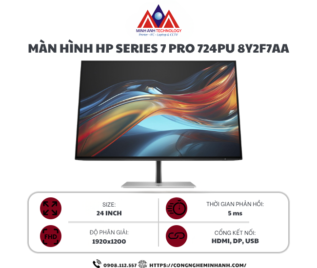 Màn hình HP Series 7 Pro 724PU 8Y2F7AA (24.0Inch/ WUXGA/ 5ms/ 100HZ/ 350cd/m2/ IPS)