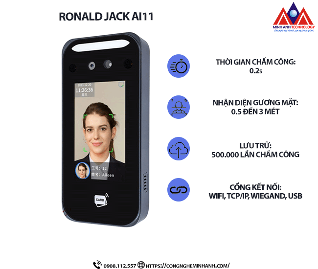 Máy Chấm Công Khuôn Mặt Ronald Jack AI11