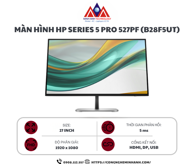 Màn hình HP Series 5 Pro 527pf B28F5UT (27 inch/ FHD/ IPS/ 100Hz/ Black/ 3Y)