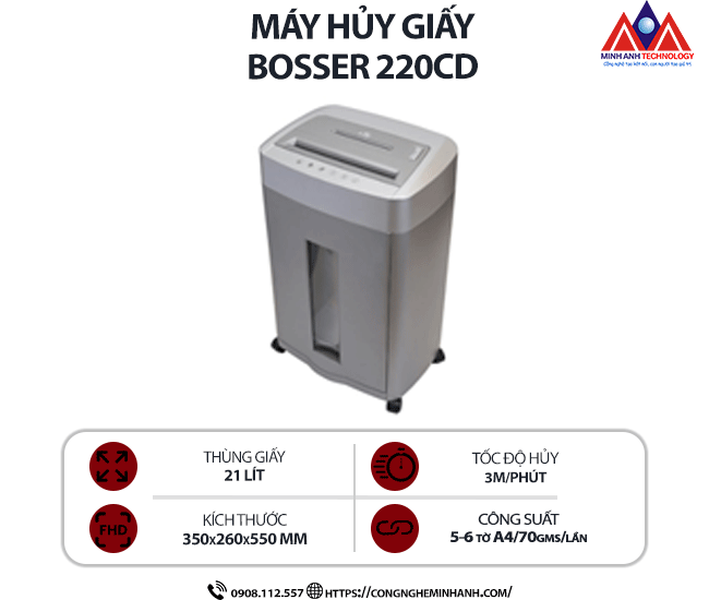 Máy hủy giấy BOSSER 220CD