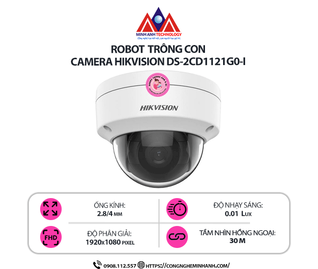 Camera Hikvision DS-2CD1121G0-I – Chống Nước IP67, Quan Sát Ban Đêm Cực Nét