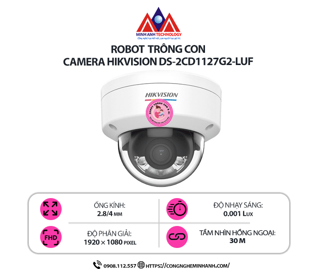 Robot Trông Con Camera Hikvision DS-2CD1127G2-LUF – Phát Hiện Chuyển Động Chính Xác, Âm Thanh 2 Chiều