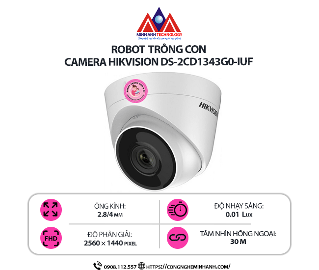 Camera Hikvision DS-2CD1343G0-IUF – Camera IP 4MP, Hỗ Trợ Mic, Hình Ảnh Sắc Nét