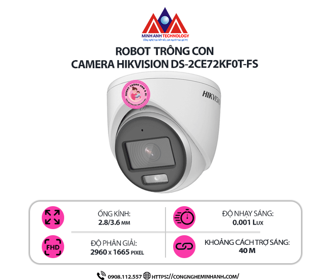 Camera Hikvision DS-2CE72KF0T-FS – Hình ảnh sắc nét, có màu 24/7, ghi âm