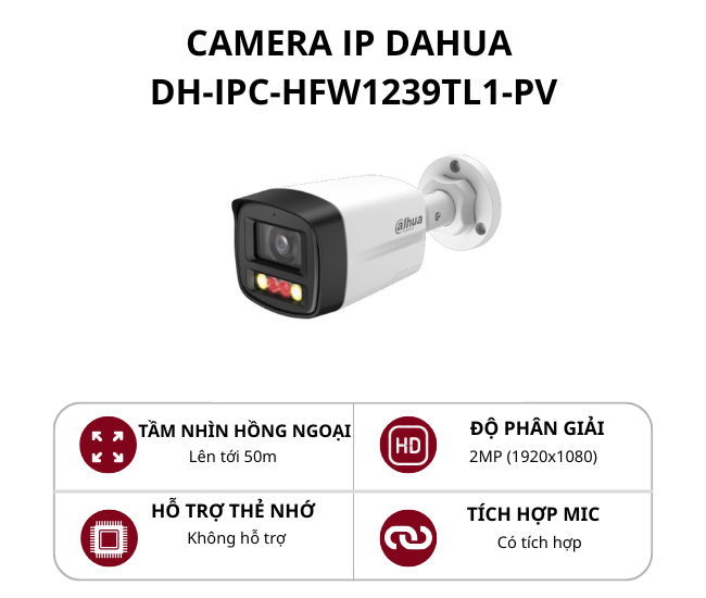 Camera IP thân cố định Dahua 2.0MP Smart Dual Light có mic báo động