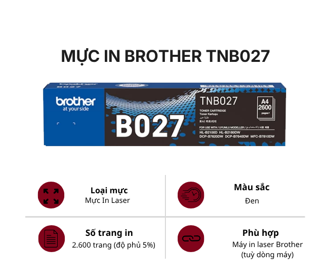 Mực in Brother TN-B027 chính hãng