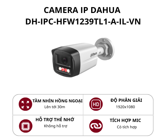 Camera IP thân cố định ngoài trời Dahua 2.0MP Smart Dual Light có mic