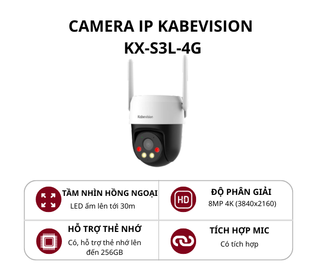 Camera 4G quay quét ngoài trời KBVision 3MP KX-S3L-4G