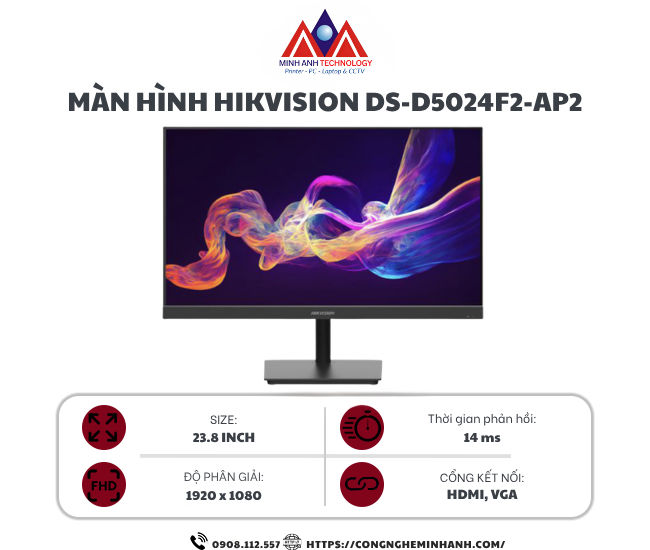 Màn hình Hikvision DS-D5024F2-AP2 (24 Inch/ FHD/ IPS/ 100Hz/ Full Viền)