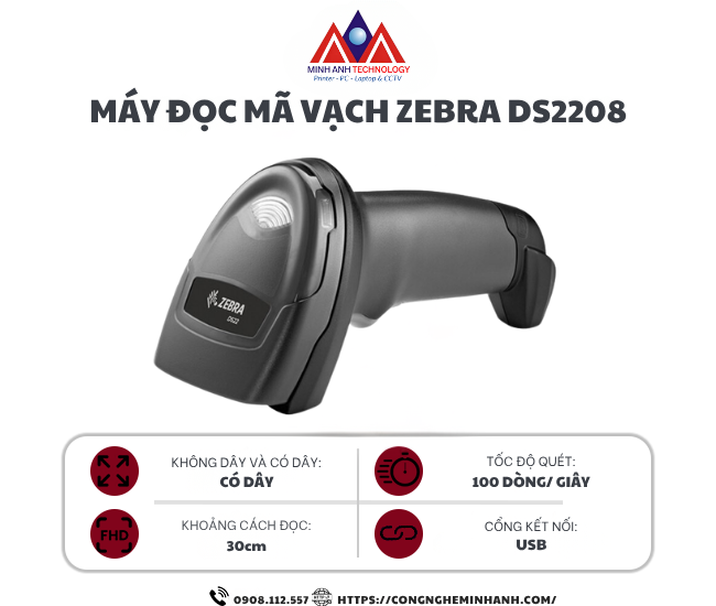 Máy đọc mã vạch Zebra DS2208