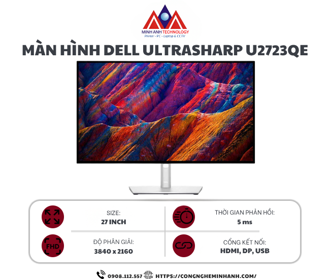 Màn hình đồ họa Dell UltraSharp U2723QE (27Inch/ 4K (3840x2160)/ 5ms/ 60HZ/ 400cd/m2/ IPS)