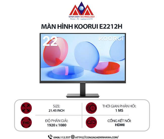 Màn hình Koorui E2212H 22 inch FHD 120Hz 1ms