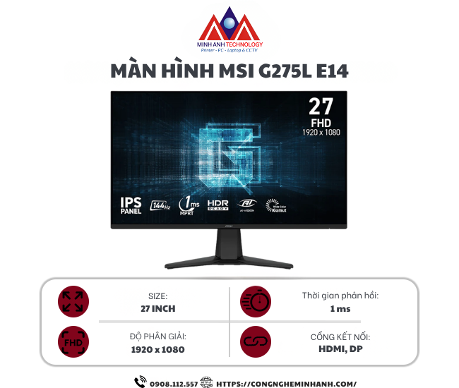 Màn hình Msi G275L E14 (27 inch/ Full HD/ IPS/ 144Hz/ 1 ms)