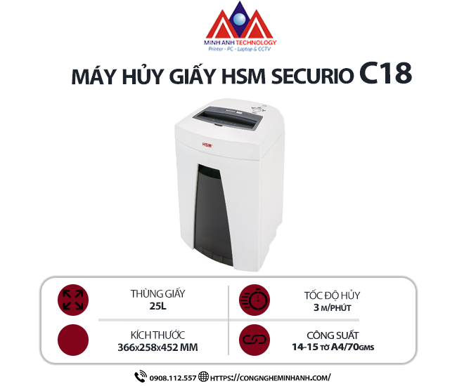 Máy hủy giấy HSM SECURIO C18