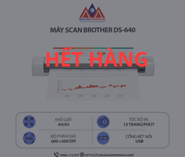 Máy Scan Brother DS-640 - Scan Tài Liệu 1 Mặt, Kết Nối USB, Tốc Độ Quét Cao, Scan Màu