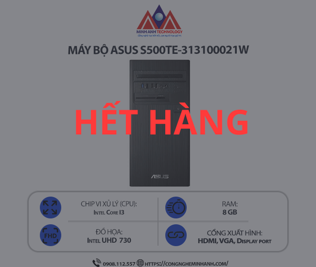 Máy bộ Asus S500TE-313100021W (i3-13100/ Ram 8GB/ SSD 512GB/ Windows 11 Home/ 1Y)