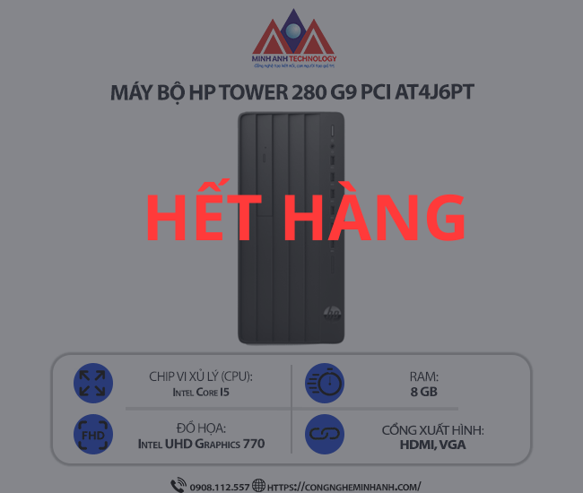 Máy bộ HP Pro Tower 280 G9 PCI AT4J6PT (i5 12500/ Ram 8GB/ SSD 512GB/ Windows 11 Home/ 1Y)