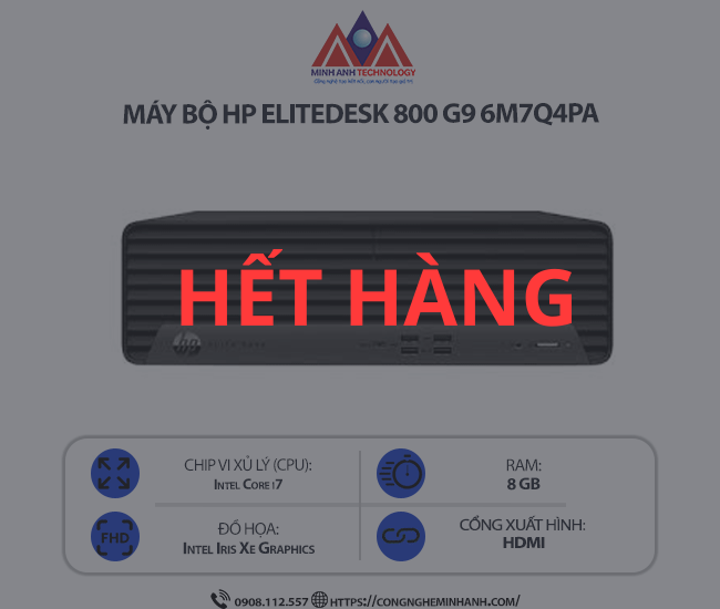 Máy bộ HP Elitedesk 800 G9 SFF 6M7Q4PA (i7 12700/8GB RAM/ SSD 512GB/ Windows 11 Pro/ 1Y)