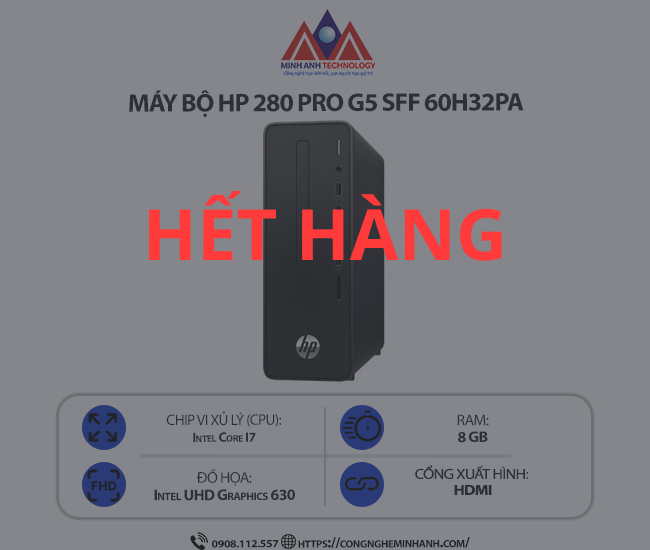 Máy bộ HP 280 Pro G5 SFF 60H32PA (i7 10700/ Ram 8GB/ SSD 256GB/ Windows 11/ 1Y)