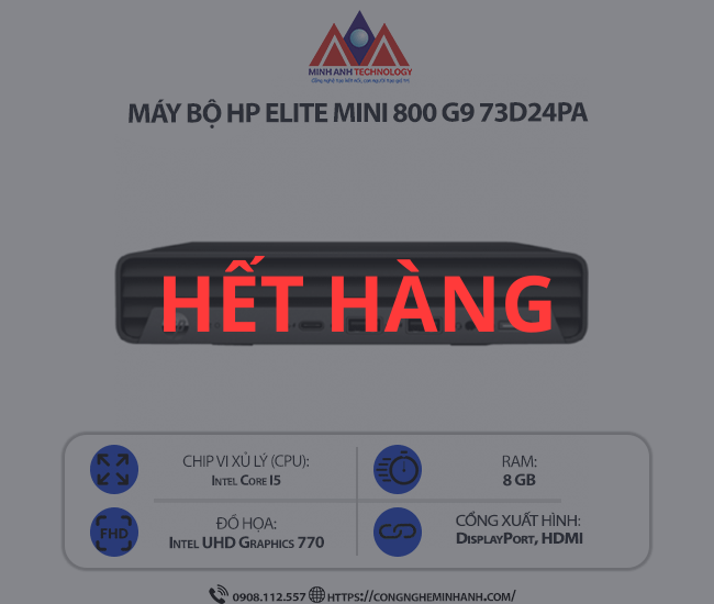 Máy bộ HP Elite 800 G9 73D24PA (i5 12500/ Ram 8 GB/ SSD 512GB/ Windows 11/ 1Y)