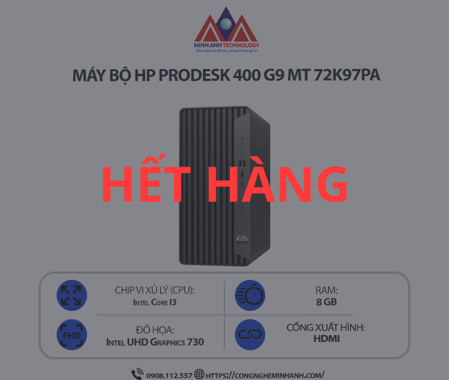 Máy bộ HP Prodesk 400 G9 MT 72K97PA (i3 12100/ Ram 8GB/ SSD 256GB/ Windows 11/ 1Y)