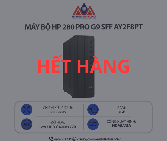 Máy bộ HP Pro 280 G9 SFF AY2F8PT (i5 14500/ Ram 8GB/ SSD 256GB/ Windows 11 Home/ 1Y)