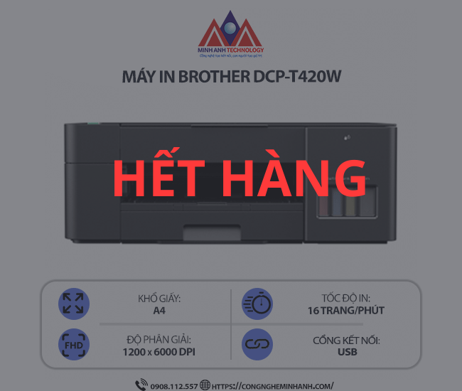 Máy in Brother DCP-T420W - In màu đa chức năng, copy, scan, kết nối wifi