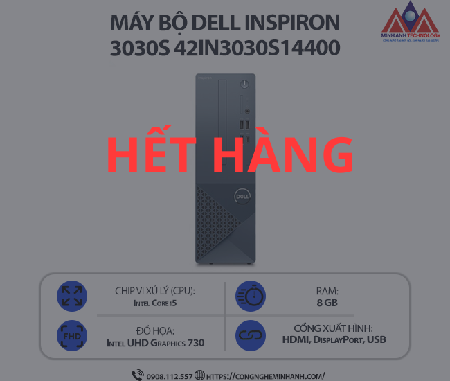 Máy bộ Dell Vostro 3020T 6FM7X11 (i5 13400/ Ram 8GB/ SSD 512GB/ Windows 11/ 1Y)
