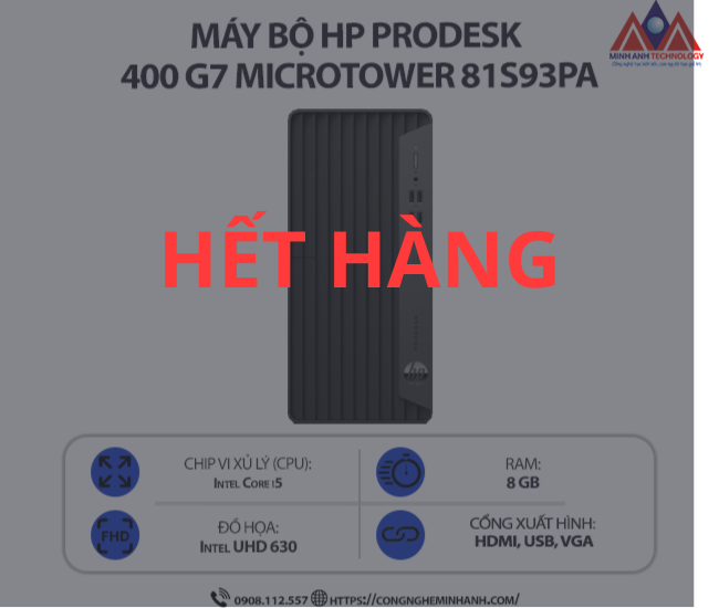 Máy bộ HP ProDesk 400 G7 Microtower 81S93PA (i5 10500/ Ram 8GB/ SSD 256GB/ Windows 11/ 1Y)