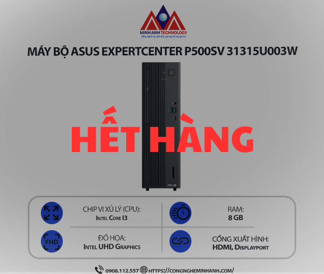 Máy bộ Asus ExpertCenter P500SV 31315U003W (i3 1315U/ Ram 8GB/ SSD 512GB/ Windows 11/ 1Y)