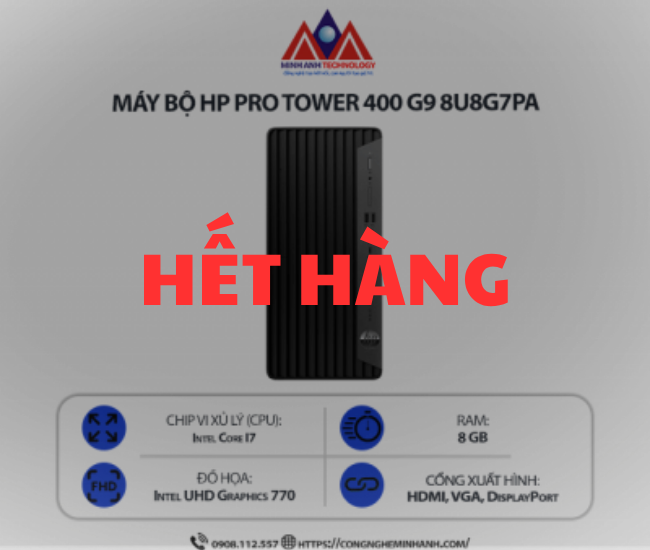 Máy bộ HP Pro Tower 400 G9 8U8G7PA (i7 13700/ Ram 8GB/ SSD 256GB/ Windows 11 Home/ 1Y)