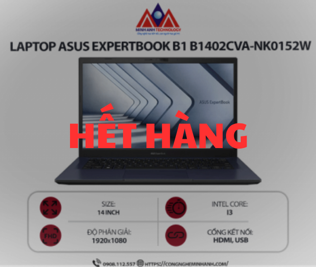 Laptop Asus ExpertBook P1 P1462CVA-NK0065W (i5-1335U/ Ram 8GB/ SSD 256GB/ Windows 11 Home/ 1Y/ Đen)