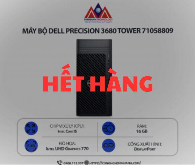 Máy trạm Dell Precision 3680 Tower 71058809 (i5-14600/ Ram 16GB/ SSD 256GB/ HDD 2TB/ 500W/ Windows 11/ 1Y)