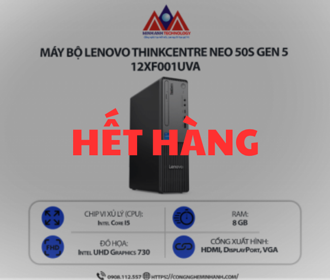Máy bộ Lenovo ThinkCentre neo 50s Gen 5 12XF001UVA (i5-13400/ Ram 8GB/ SSD 256GB/ Windows 11/ 1Y)