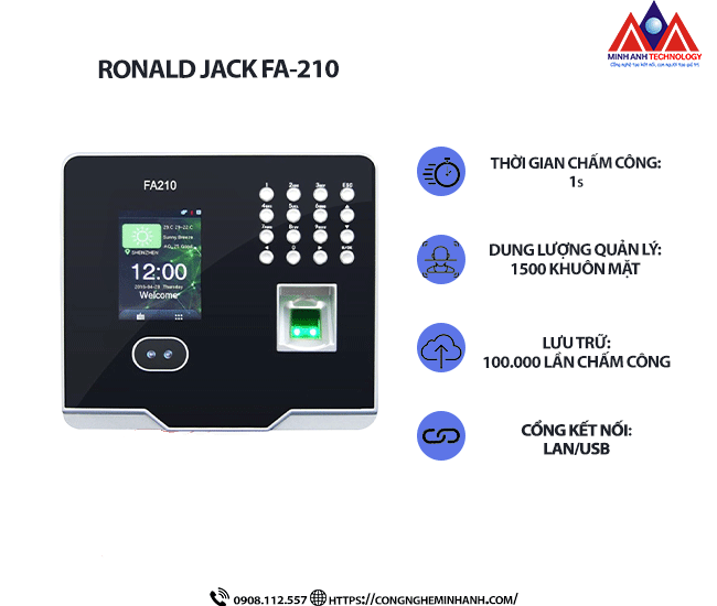 Máy Chấm Công khuôn mặt Ronald Jack FA-210