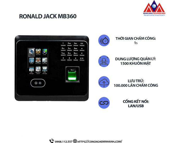 Máy Chấm Công khuôn mặt Ronald Jack MB360