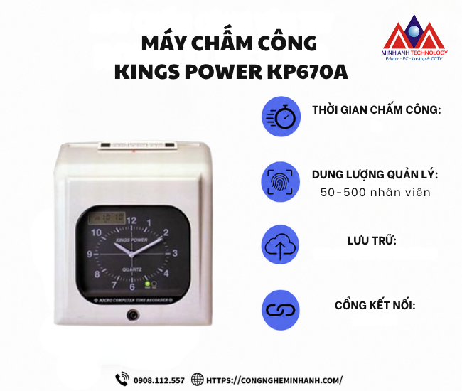 Máy chấm công Kings Power KP670A