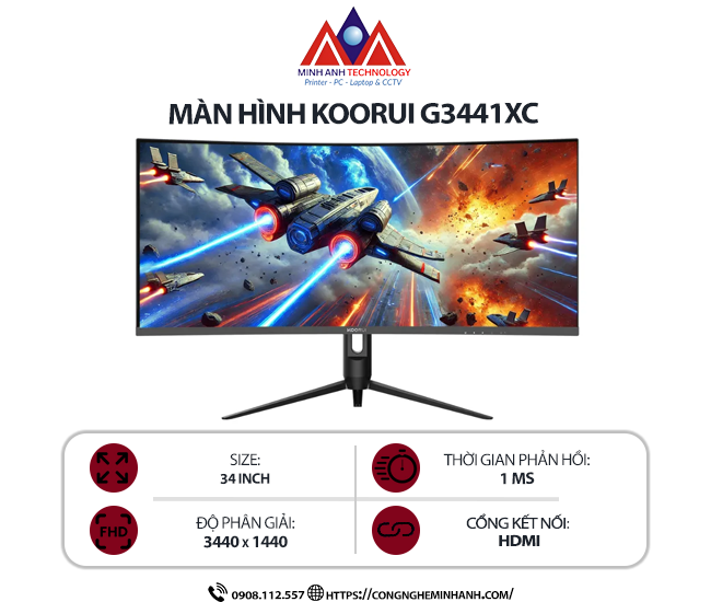 Màn Hình Máy Tính - LCD KOORUI G3441XC (34inch/ Curved/ VA/ UHD/ 240Hz)