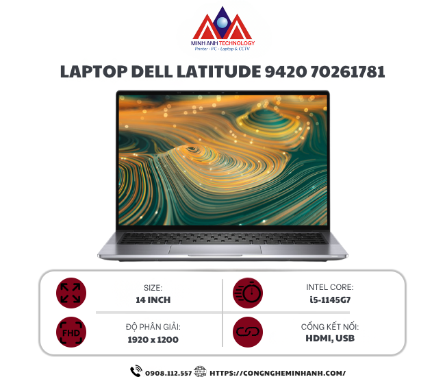 Laptop Dell Latitude 9420 70261781 (Core i5-1145G7/ 16GB/ 512GB/ Intel Iris Xe/ 14 inch FHD+/ Windows 10 Pro/ Xám)