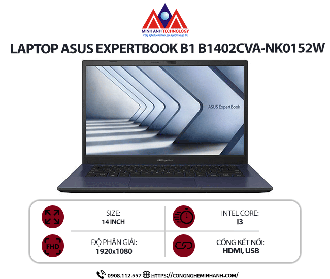 Laptop Asus ExpertBook P1 P1462CVA-NK0065W (i5-1335U/ Ram 8GB/ SSD 256GB/ Windows 11 Home/ 1Y/ Đen)