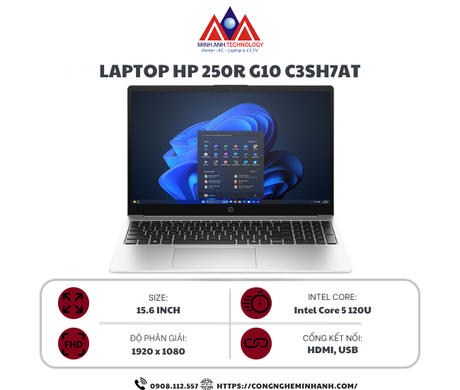 Laptop HP 250R G10 C3SH7AT (Core 5-120U/16GB/512GB/15.6