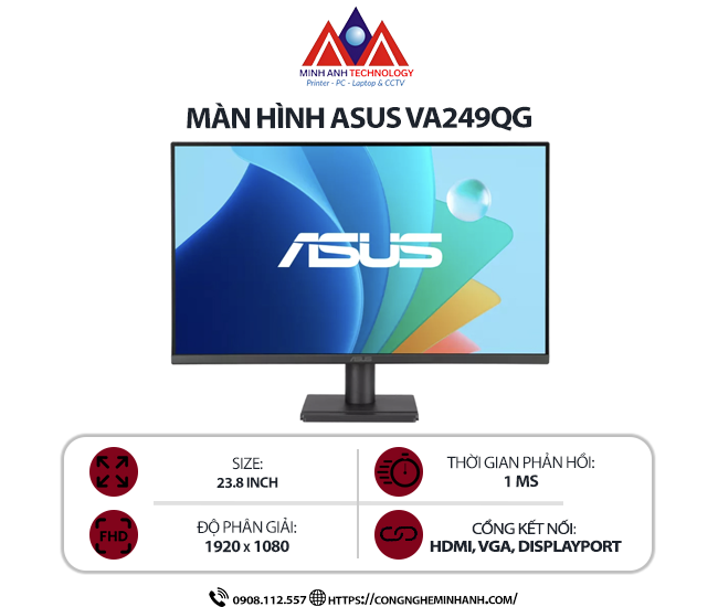 Màn Hình ASUS VA249QG (23.8 inch - IPS - FHD - 120Hz - 1ms - Speaker)